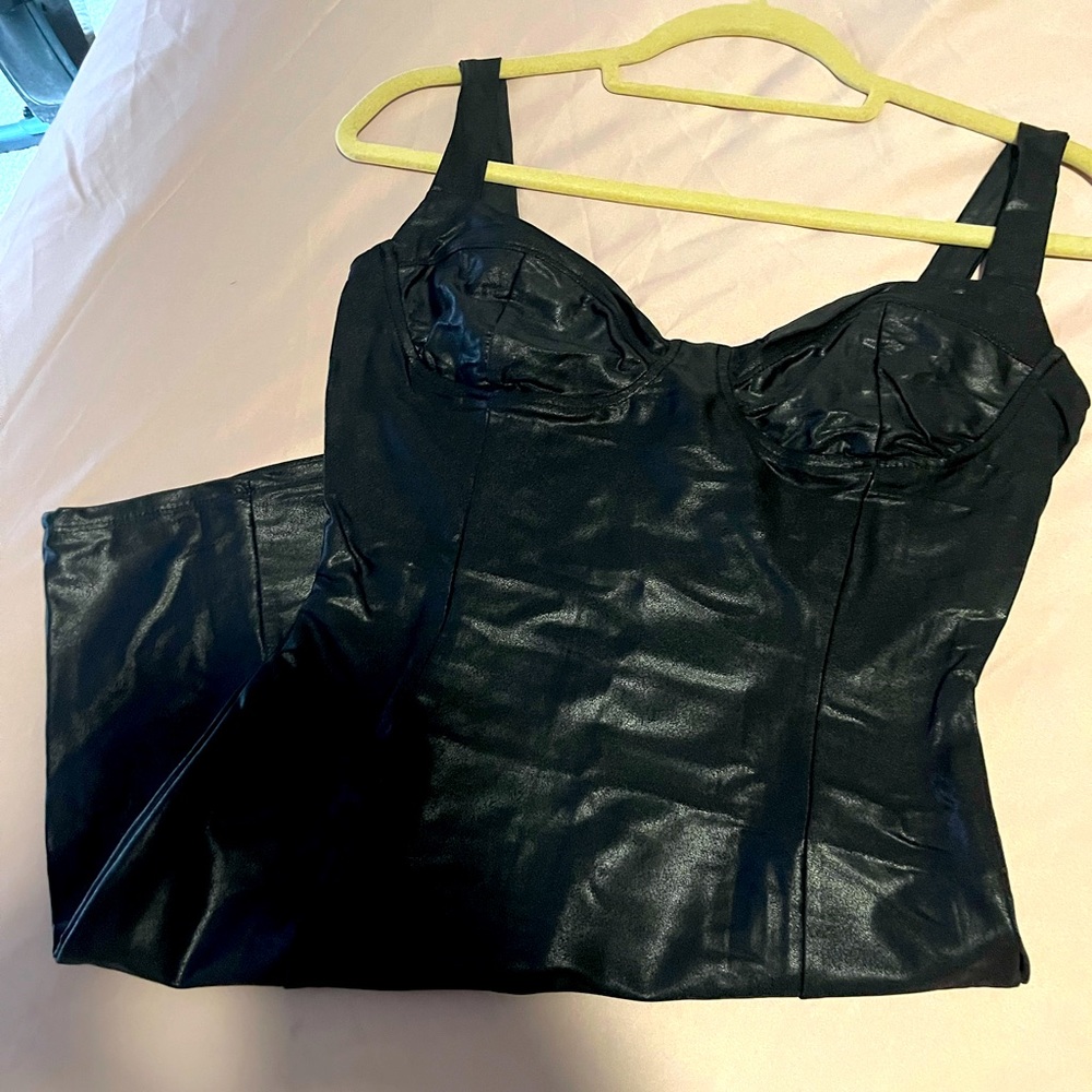 Black Sexy Dress/ Faux Liquid Leather